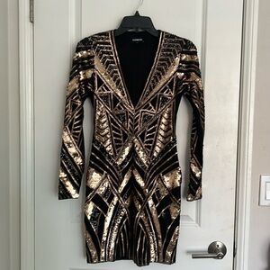 Express size XS black sequin dress